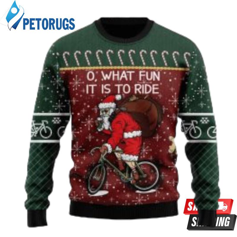 Santa Cycling Funny Ugly Christmas Sweaters