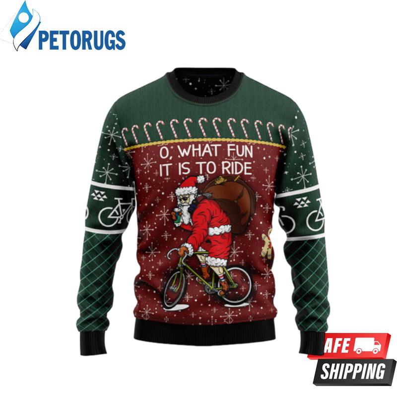 Santa Cycling Ugly Christmas Sweaters