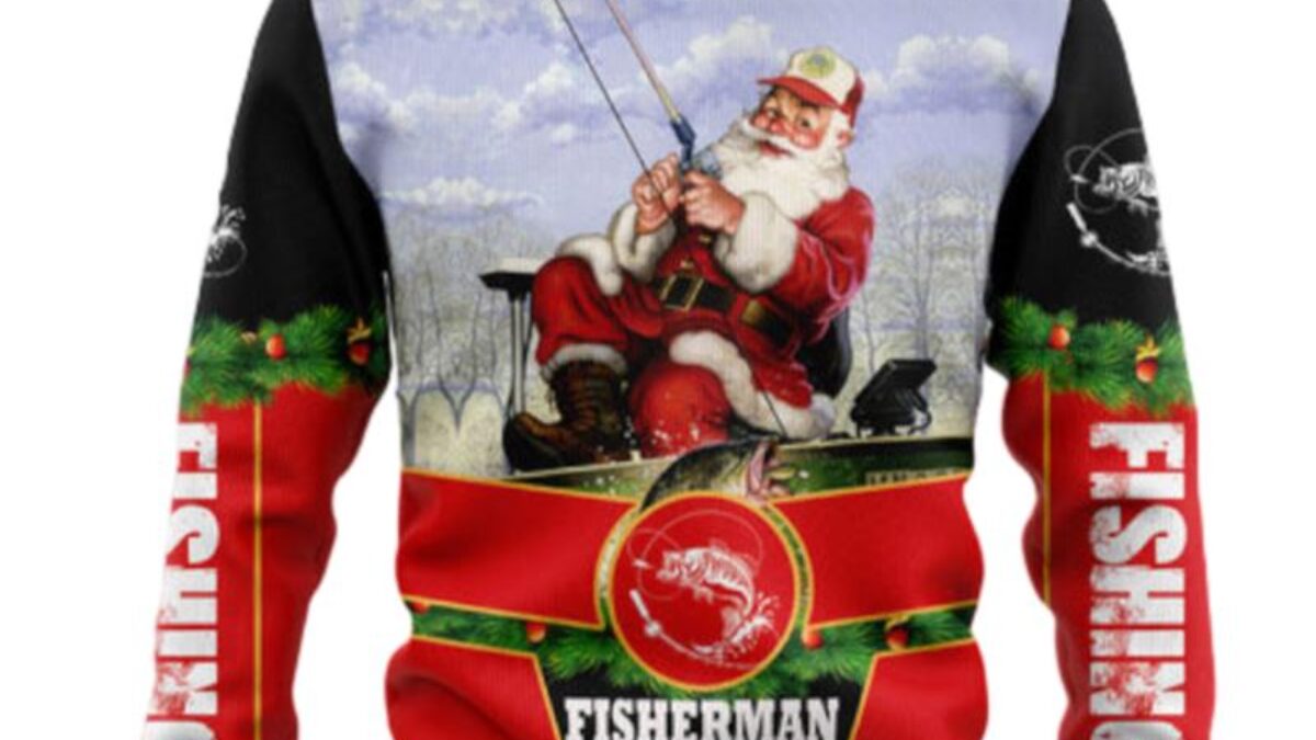 Santa Fisherman Ugly Christmas Sweaters - Peto Rugs