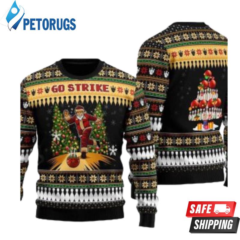 Santa Go Strike Bowling Ugly Christmas Sweaters