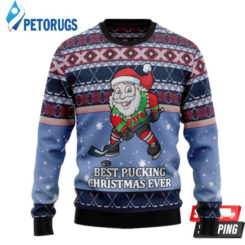 Santa Hockey Ugly Christmas Sweaters