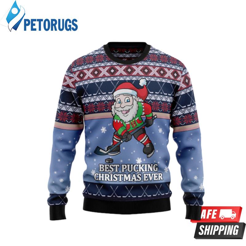 Santa Hockey Ugly Christmas Sweaters