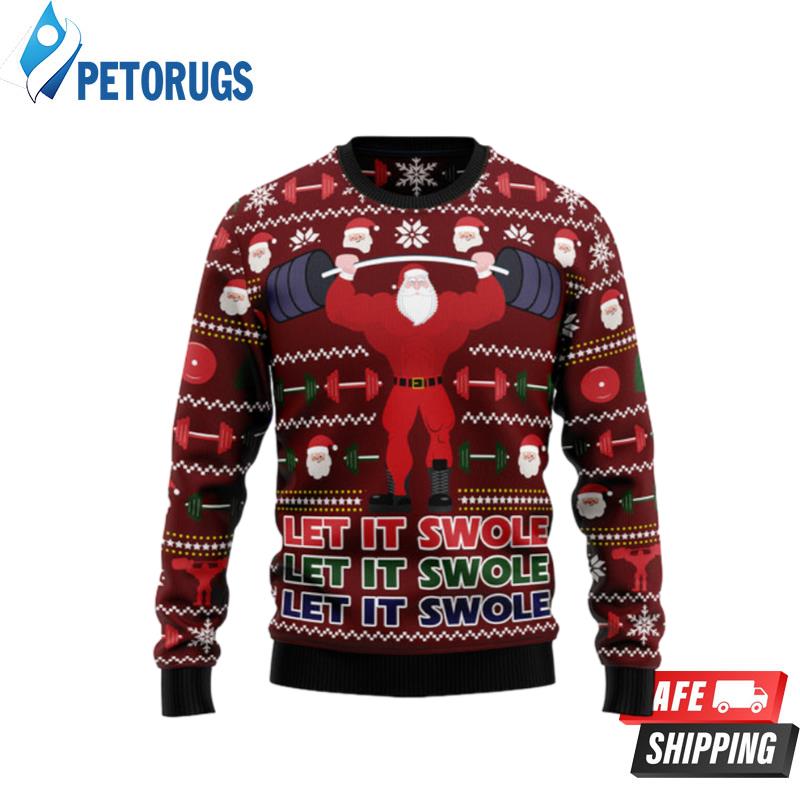 Santa Let It Swole Ugly Christmas Sweaters