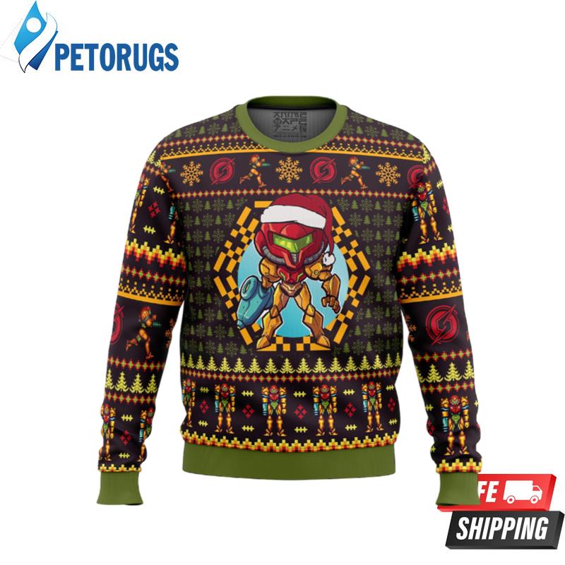 Santa Samus Aran Metroid Ugly Christmas Sweaters