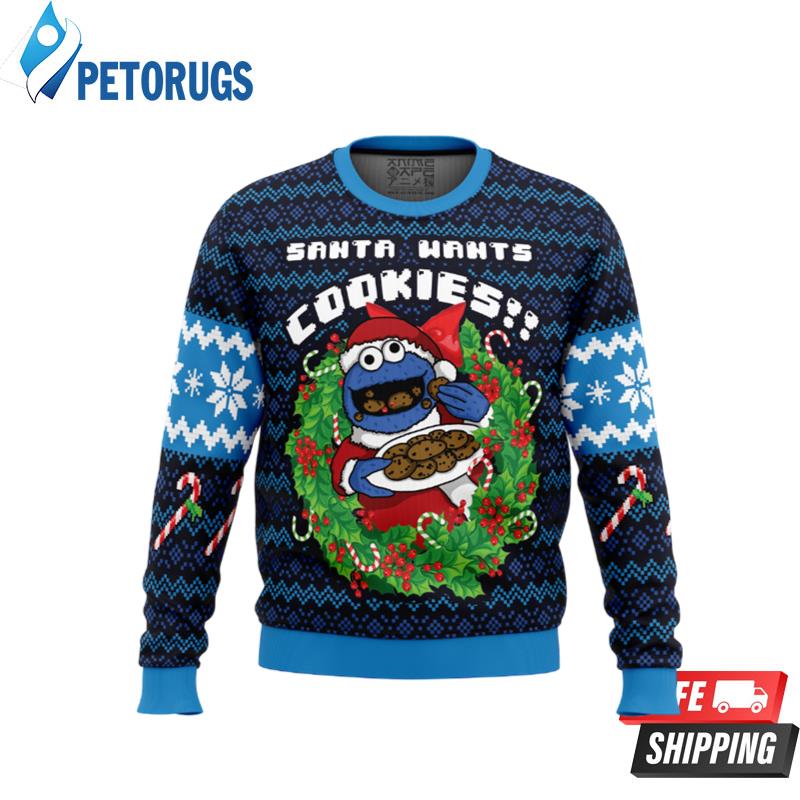 Santas Cookies Cookie Monster Ugly Christmas Sweaters