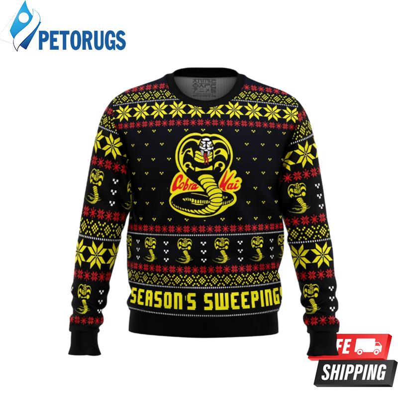 Season's Sweepings Cobra Kai Karate Kid Ugly Christmas Sweaters