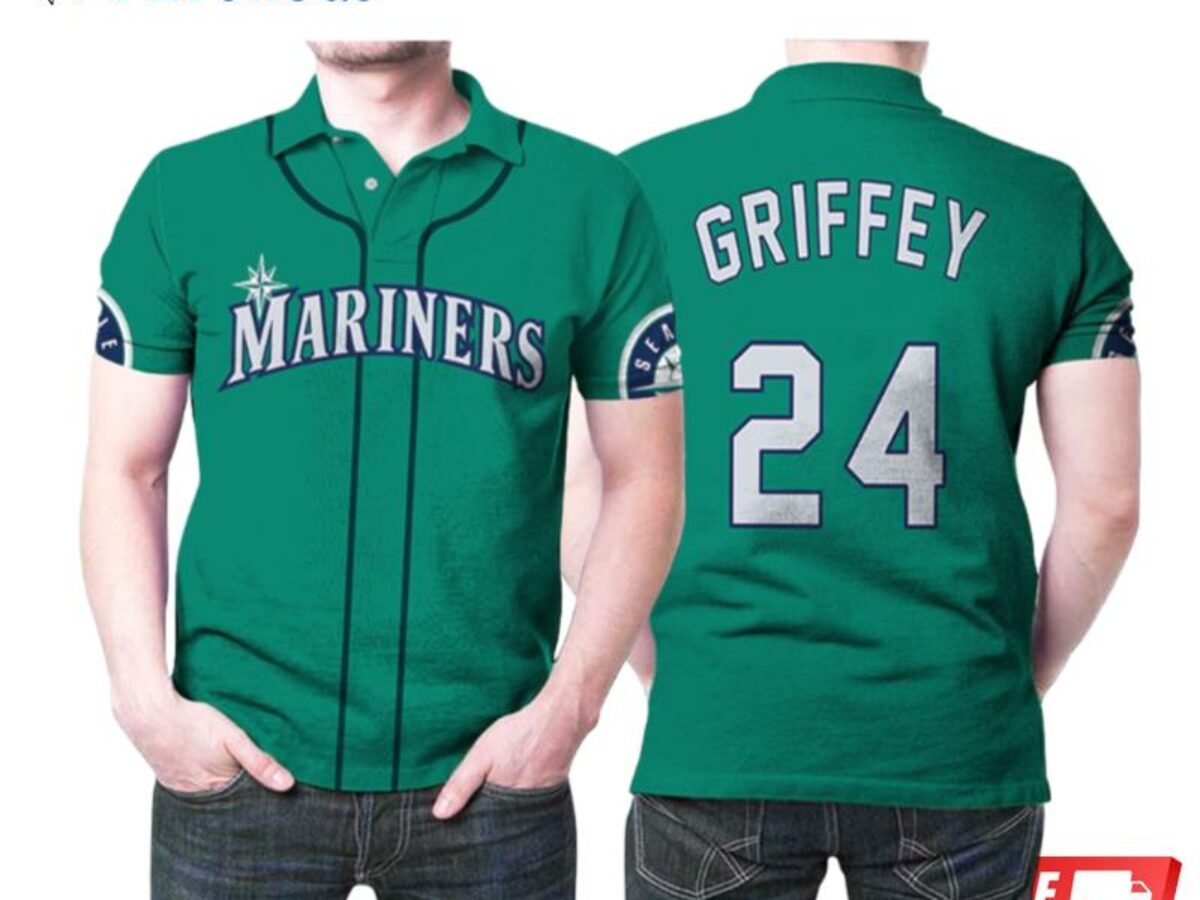 Seattle Mariners Ken Griffey Jr Mlb Baseball Majestic Cool Base Player  Northwest Green 2019 Style Polo Shirts