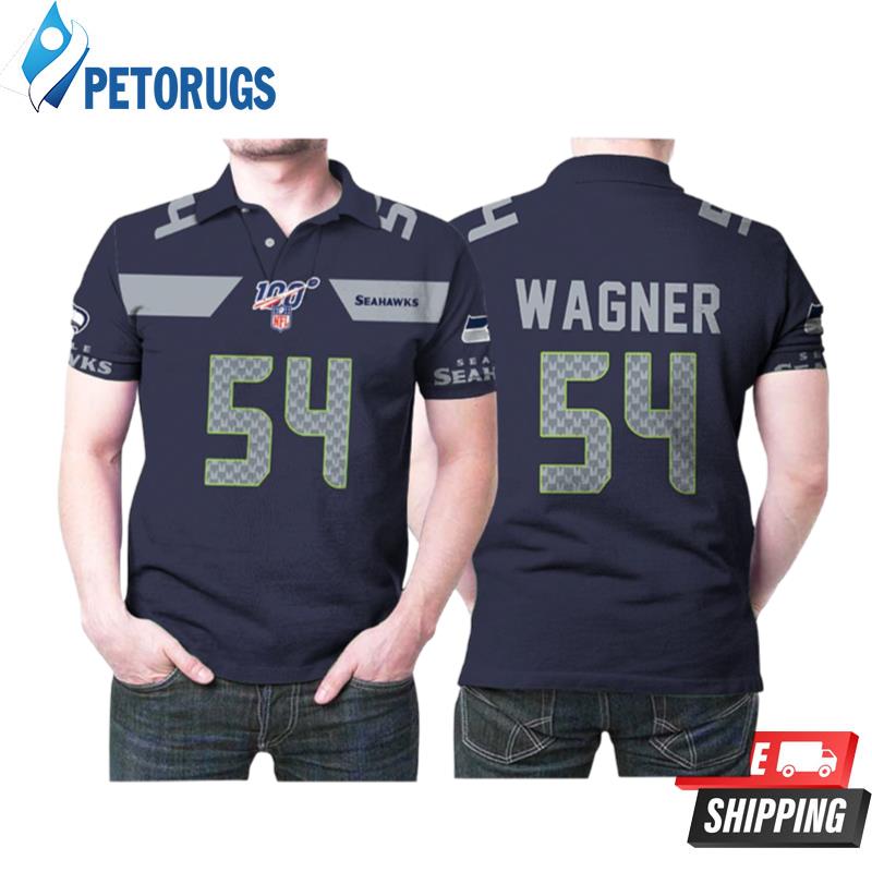 Seattle Seahawks Bobby Wagner #54 Nfl American Football Navy 100th Season Polo Shirts