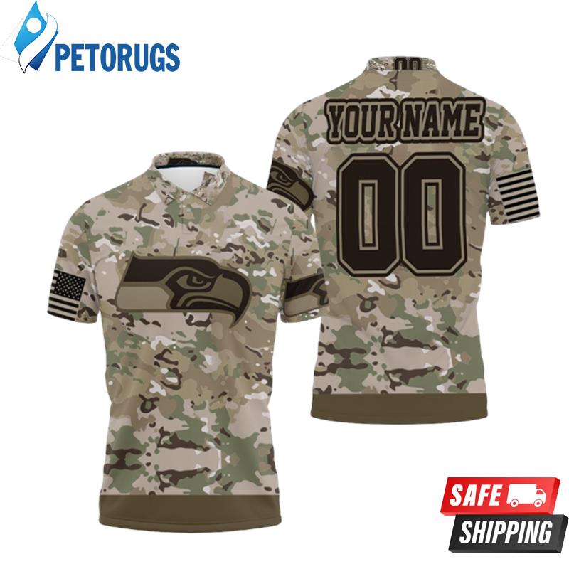 Seattle Seahawks Camouflage Veteran Personalized Polo Shirts