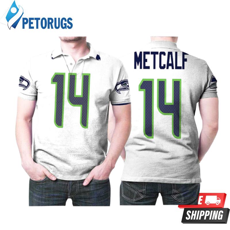 Seattle Seahawks Dk Metcalf 14 Nfl American Football 2019 Draft White Game Style Polo Shirts