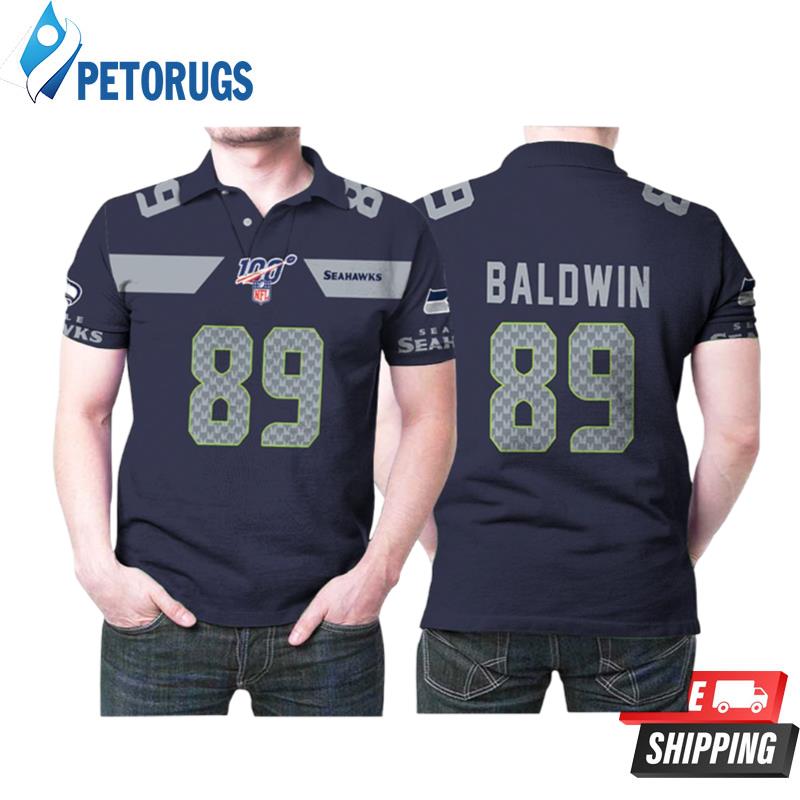 Seattle Seahawks Doug Baldwin #89 Nfl American Football Navy 100th Season Polo Shirts
