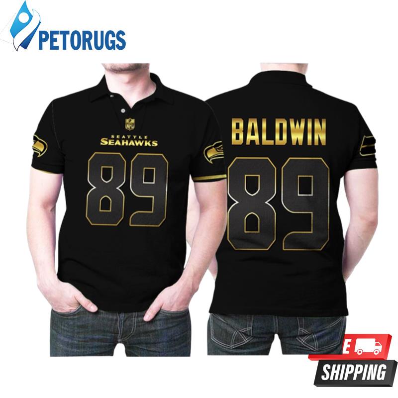 Seattle Seahawks Doug Baldwin #89 Nfl American Football Team Black Golden Edition Polo Shirts