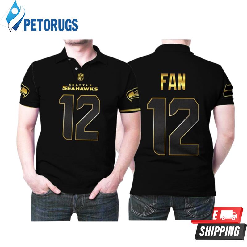Seattle Seahawks Fan #12 Nfl American Football Team Black Golden Edition Polo Shirts