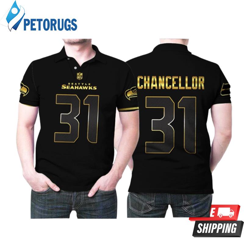 Seattle Seahawks Kam Chancellor #31 Nfl American Football Team Black Golden Edition Polo Shirts