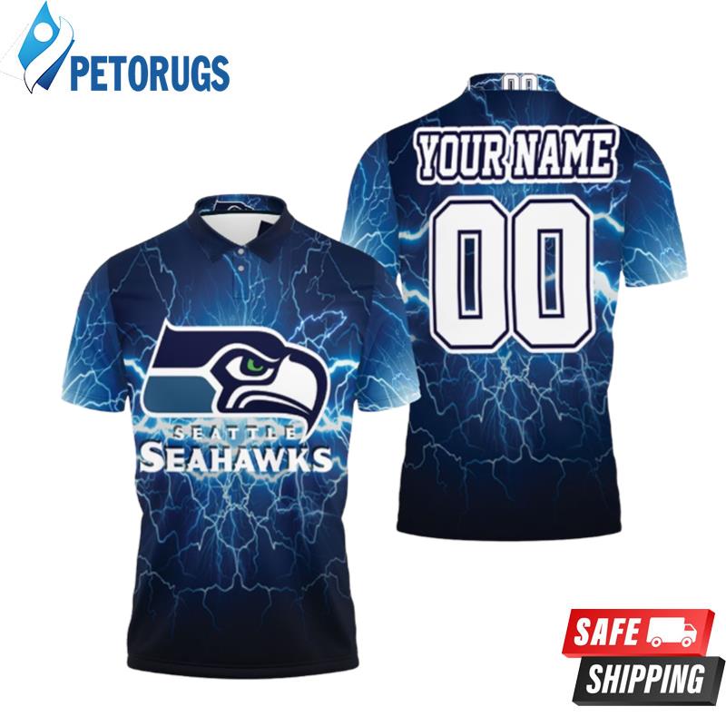 Seattle Seahawks Lightning Personalized Polo Shirts