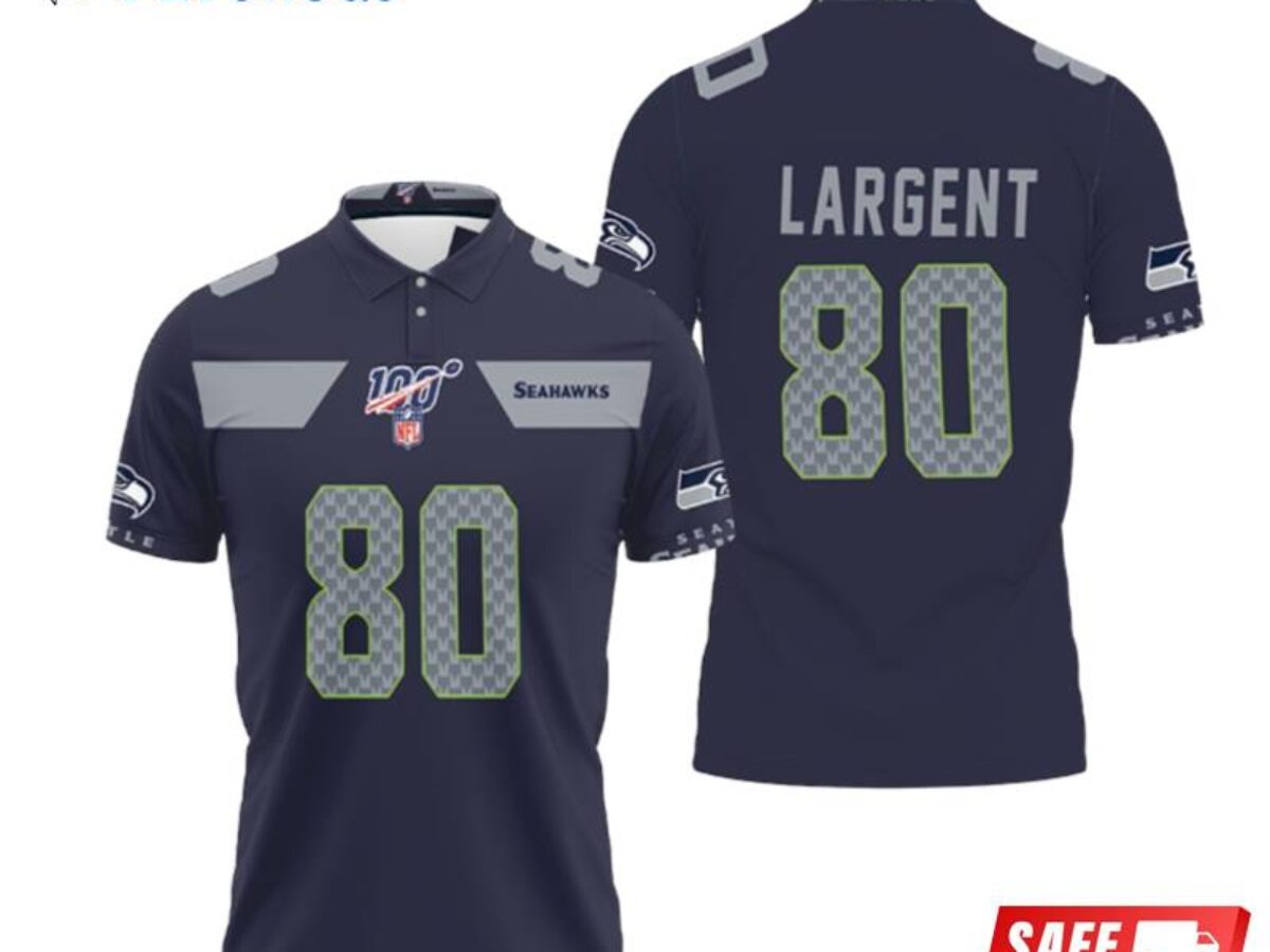 Seattle Seahawks Steve Largent #80 Nfl American Football Navy 100th Season  Polo Shirts - Peto Rugs