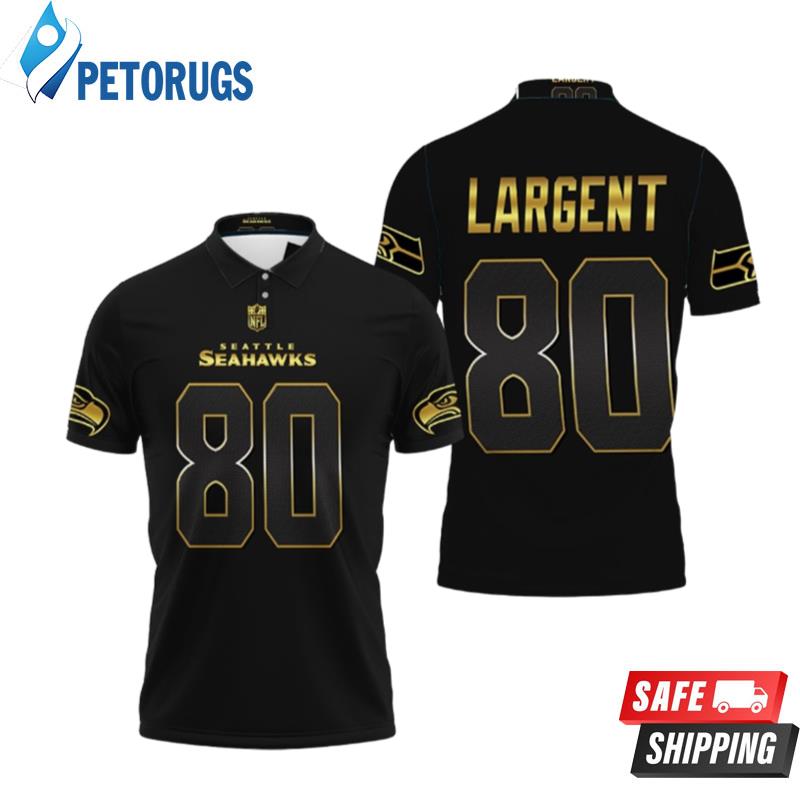 Seattle Seahawks Steve Largent #80 Nfl American Football Team Black Golden Edition Polo Shirts