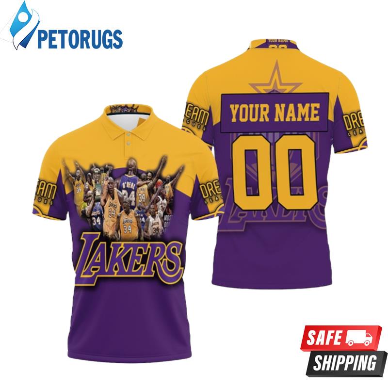 Shaquille Oneal 34 Los Angeles Lakers Nba Western Conference Personalized Polo Shirts
