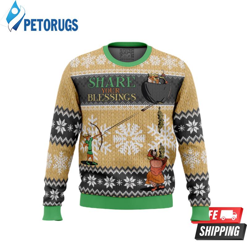 Share Your Blessings Robin Hood Disney Ugly Christmas Sweaters