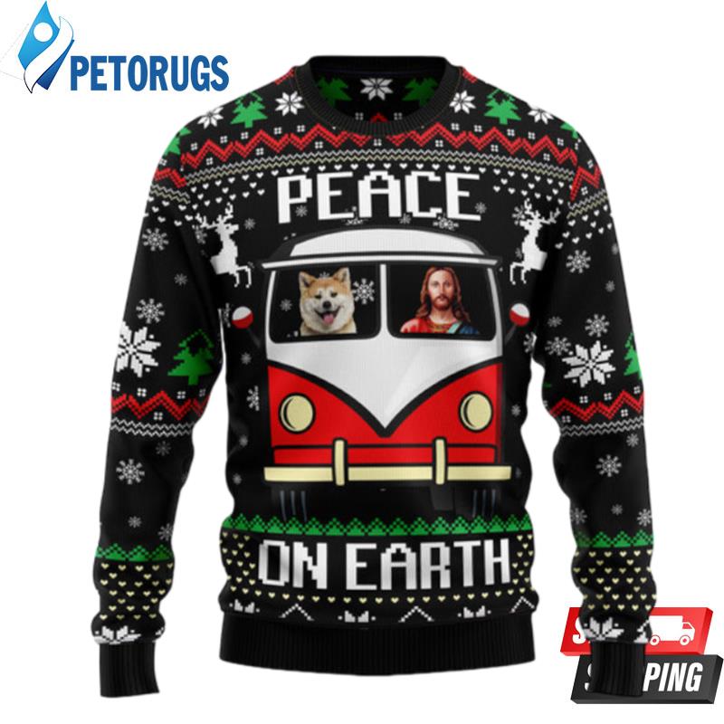 Shiba Inu Peace Ugly Christmas Sweaters