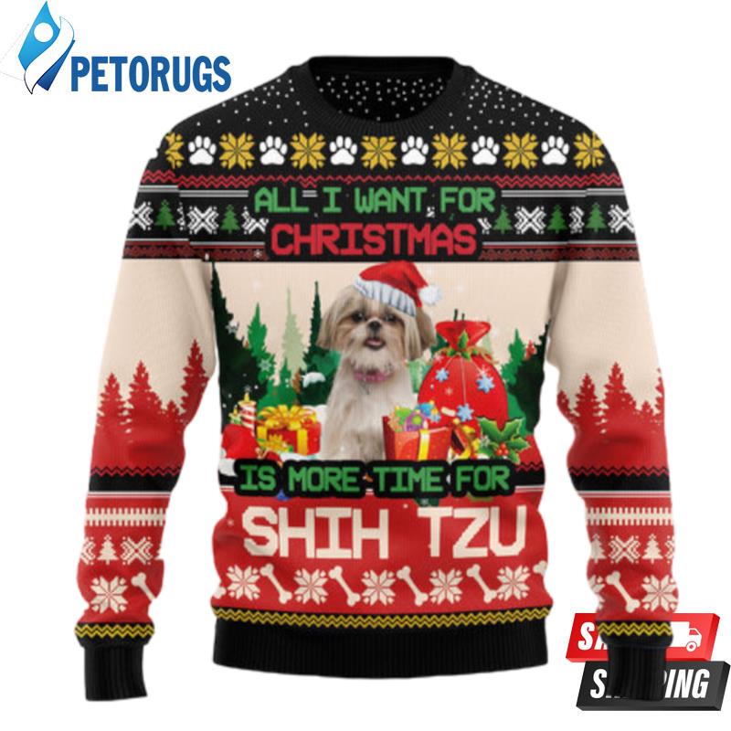 Shih Tzu More Time Ugly Christmas Sweaters