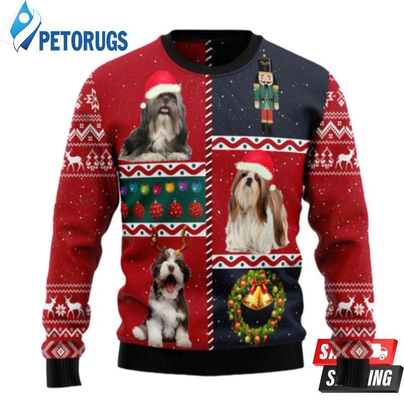 Shih Tzu Vintage Ugly Christmas Sweaters