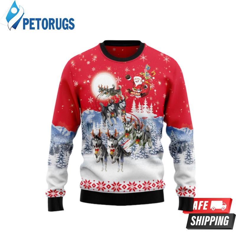 Siberian Husky Santa Claus Ugly Christmas Sweaters