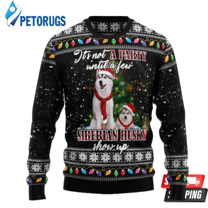 Siberian Husky Show Up Ugly Christmas Sweaters