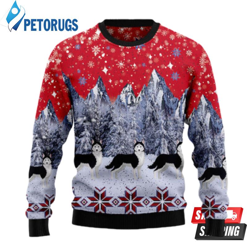 Siberian Husky Snow Ugly Christmas Sweaters