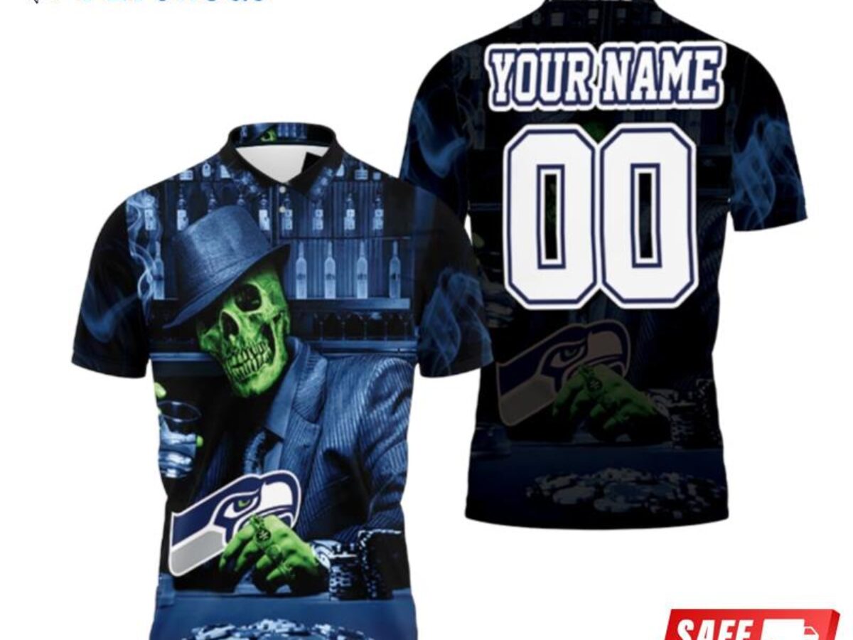 Seattle Seahawks Skull Custom Name 3D All Over Printed Shirt