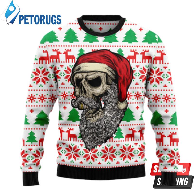 Skull Santa Claus Costume Ugly Christmas Sweaters