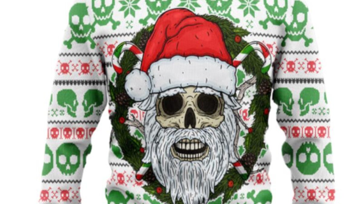 Kansas City Chiefs Christmas Skull Santa Ugly Christmas Sweater