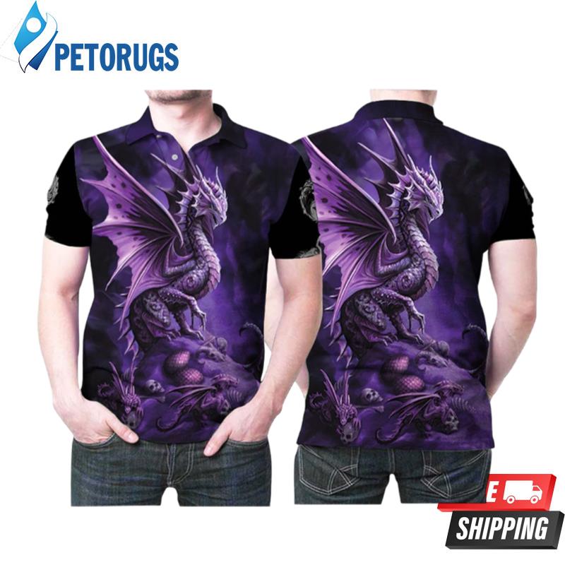 Skulls Purple Dungeons And Dragons Polo Shirts