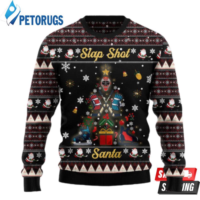 Slap Shot Santa Christmas Ugly Christmas Sweaters