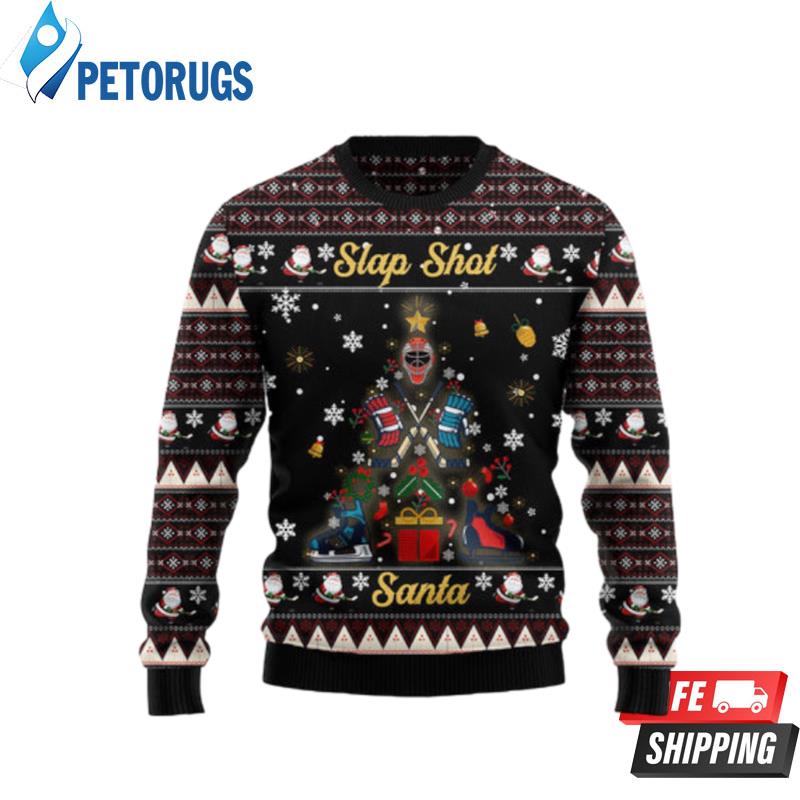 Slap Shot Santa Christmas Ugly Christmas Sweaters