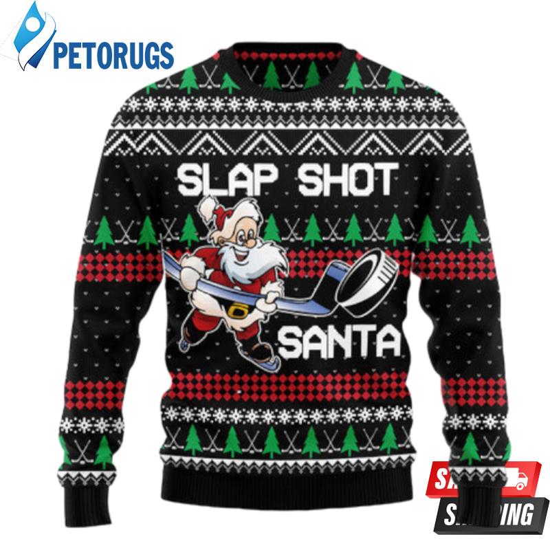 Slap Shot Santa Ugly Christmas Sweaters