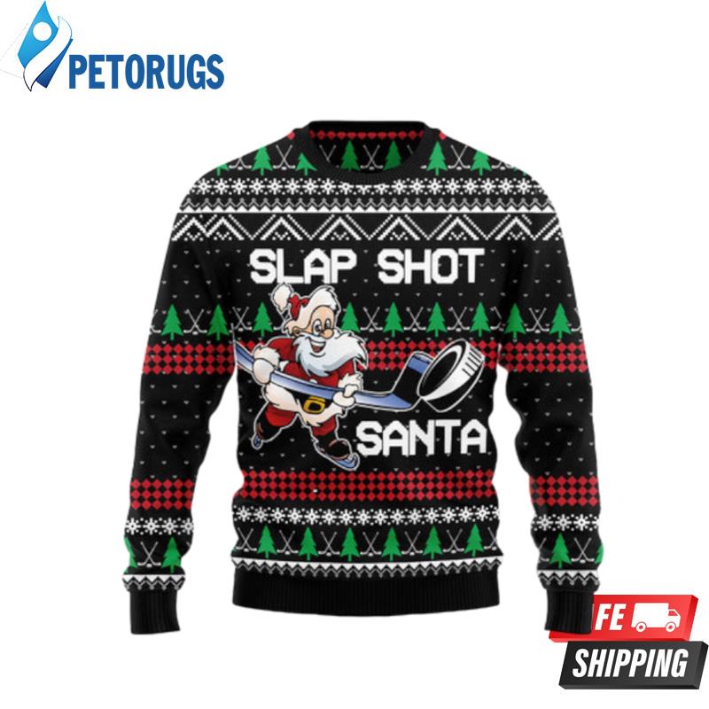 Slap Shot Santa Ugly Christmas Sweaters