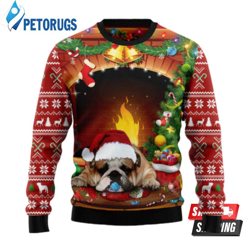 Sleeping Bulldog Christmas Ugly Christmas Sweaters