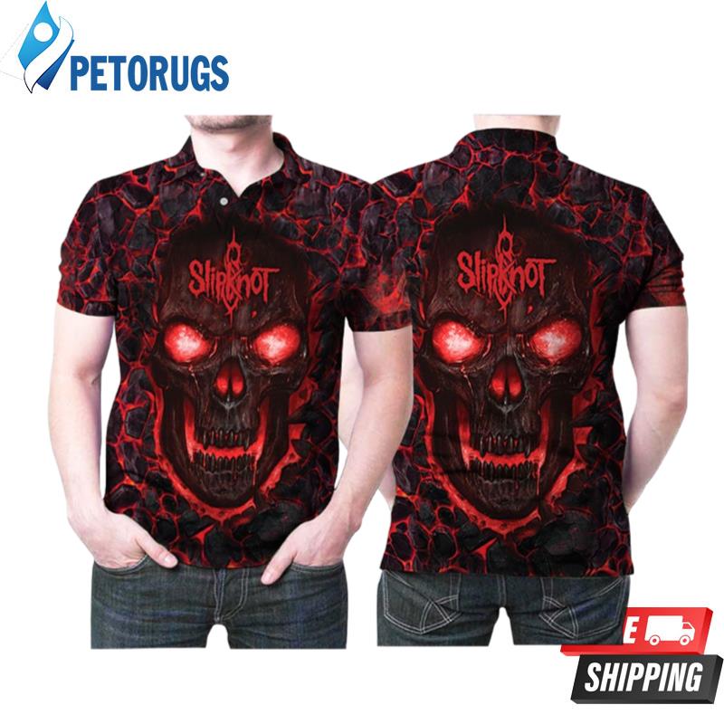 Slipknot Band Logo Lava Skull Polo Shirts