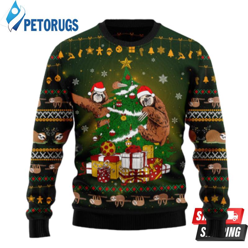 Sloth Christmas Tree Ugly Christmas Sweaters