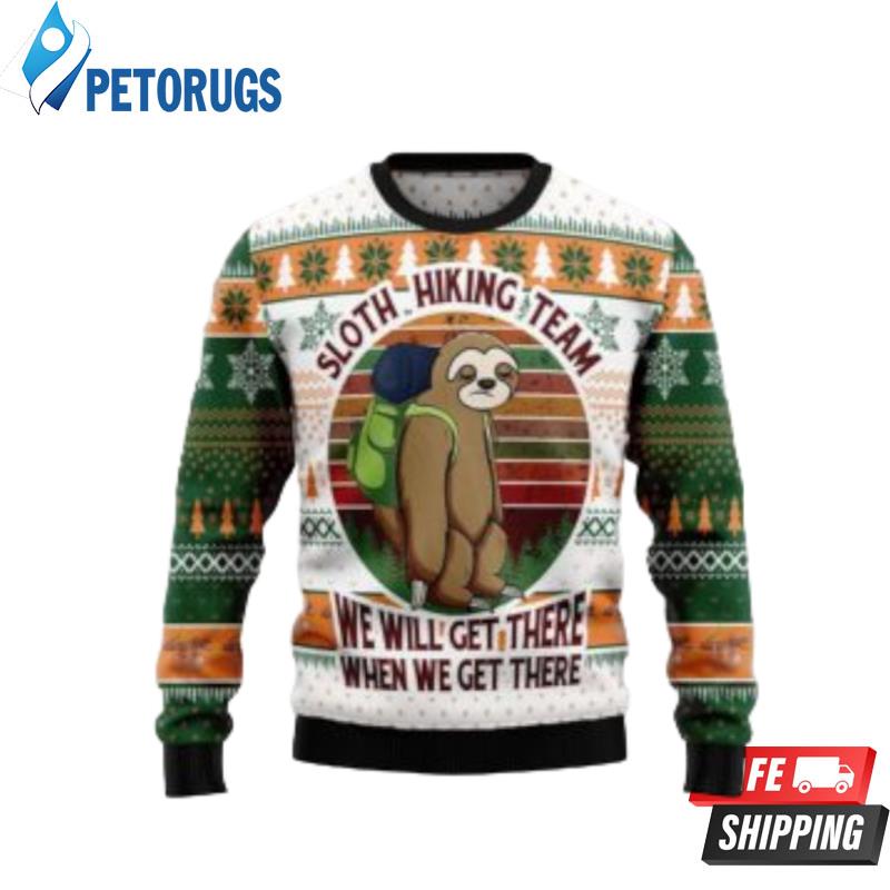 Sloth Hiking Team Ugly Christmas Sweaters