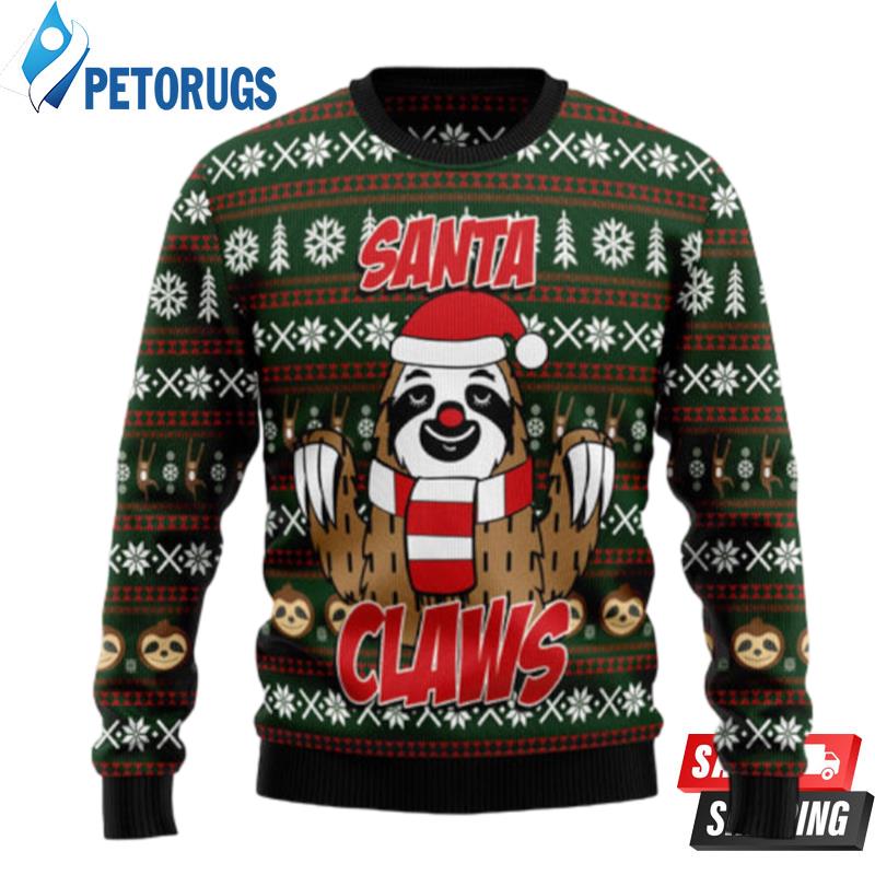 Sloth Santa Claws Ugly Christmas Sweaters