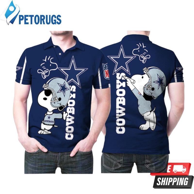 Snoopy Leans On Dallas Cowboys Logo Nfl Logo Polo Shirts