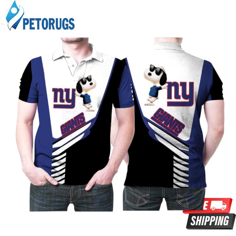 Snoopy Leans On New York Giants Logo Polo Shirts