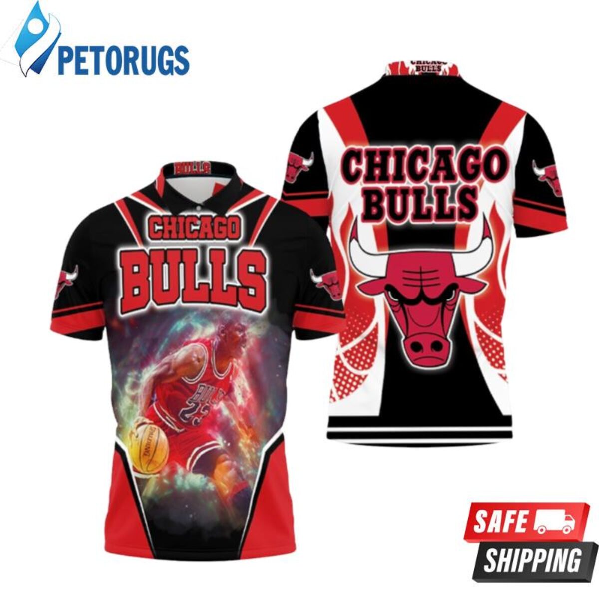 Chicago Bulls Michael Jordan 23 Nba Basketball Team Logo Personalized Custom  Name Chicago Bulls Fans Michael Jordan Lovers 2 Polo Shirts - Peto Rugs