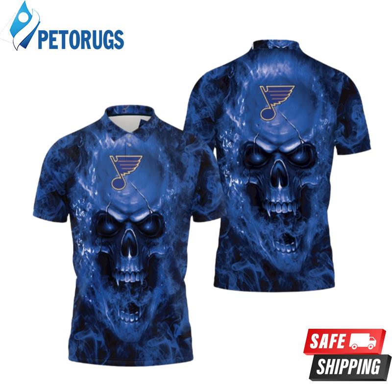 St. Louis Blues Nhl Fans Skull Polo Shirts