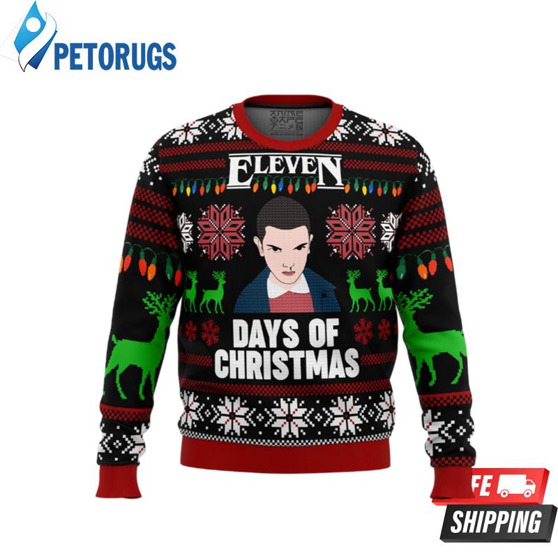 Stranger Things Eleven Days of Xmas Ugly Christmas Sweaters