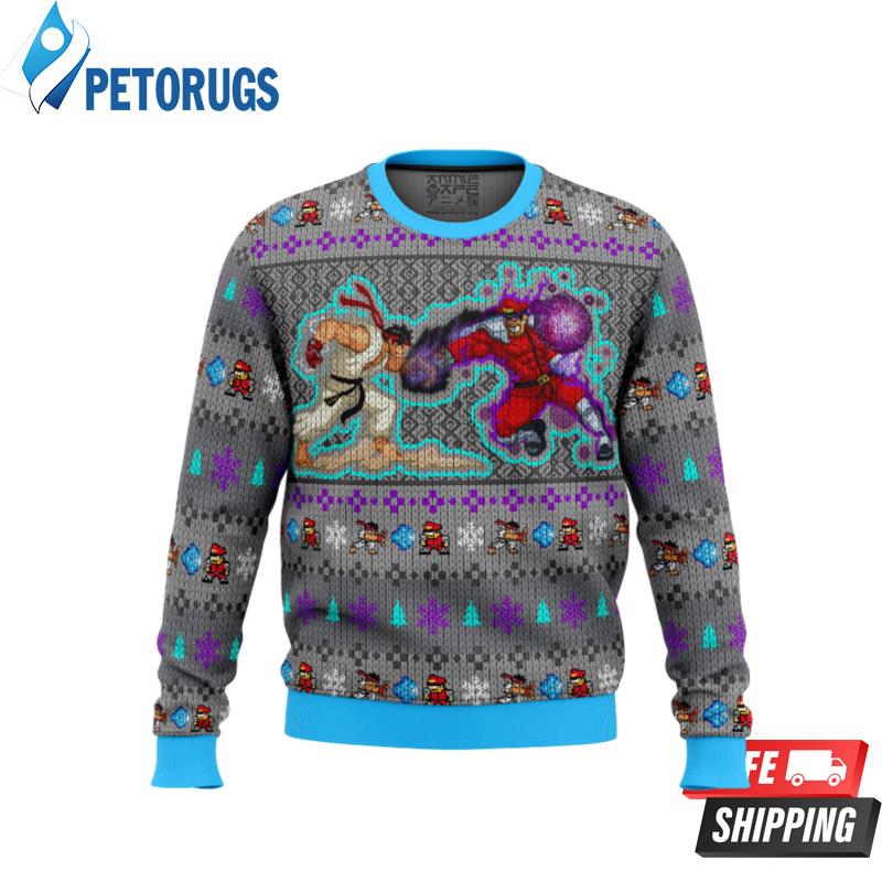 Street Fighter Ryu Vs. M. Bison Ugly Christmas Sweaters