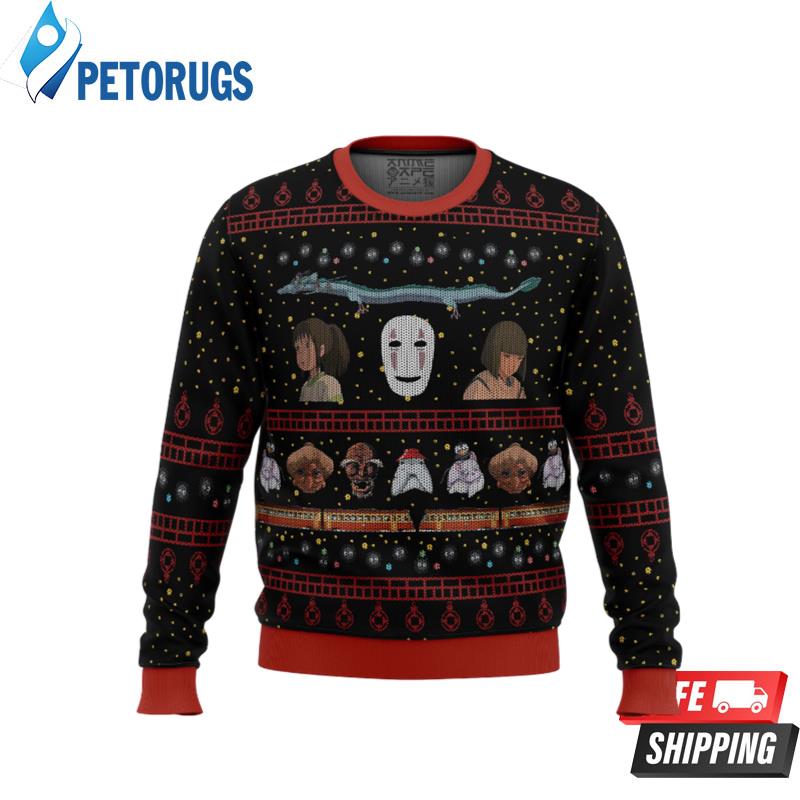 Studio Ghibli No Face Spirited Away Ugly Christmas Sweaters