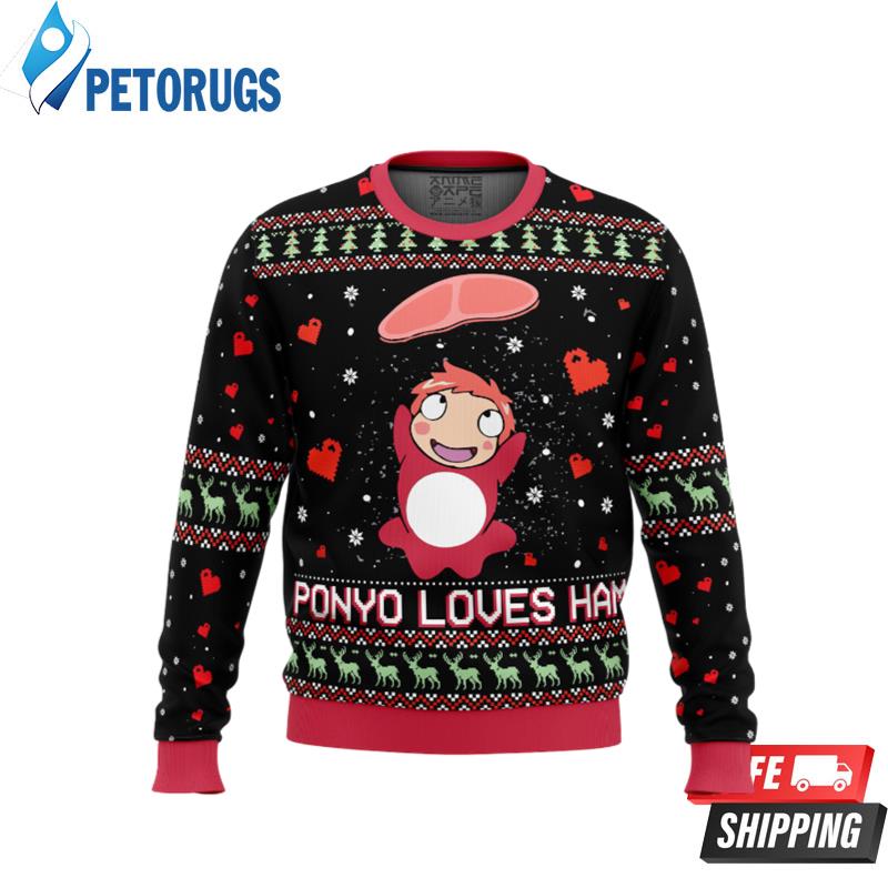 Studio Ghibli Ponyo Loves Ham Miyazaki Ugly Christmas Sweaters